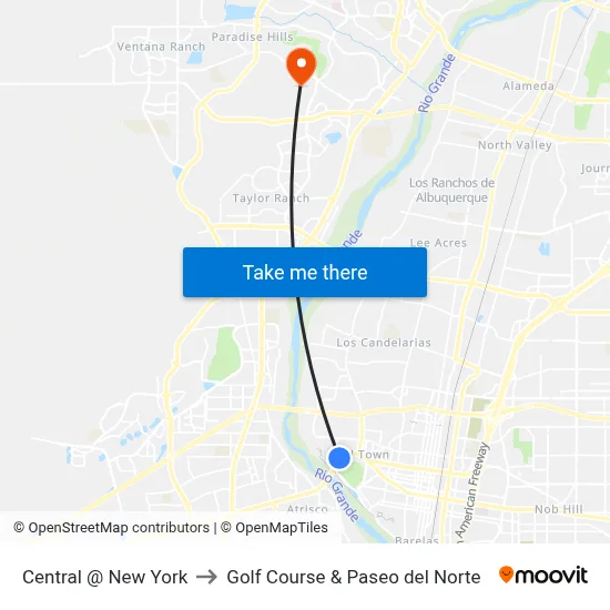 Central @ New York to Golf Course & Paseo del Norte map