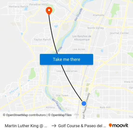 Martin Luther King @ Walter to Golf Course & Paseo del Norte map