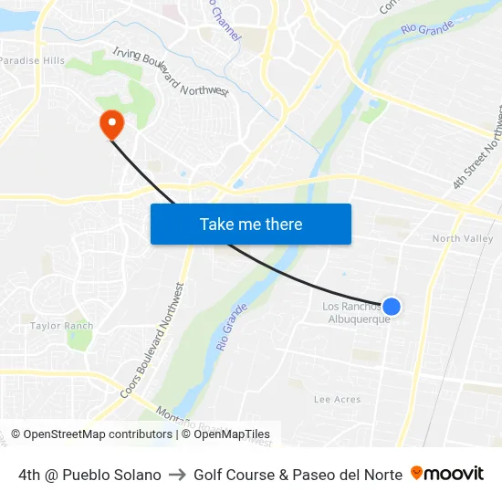 4th @ Pueblo Solano to Golf Course & Paseo del Norte map