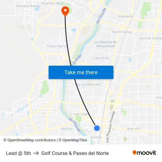 Lead @ 5th to Golf Course & Paseo del Norte map