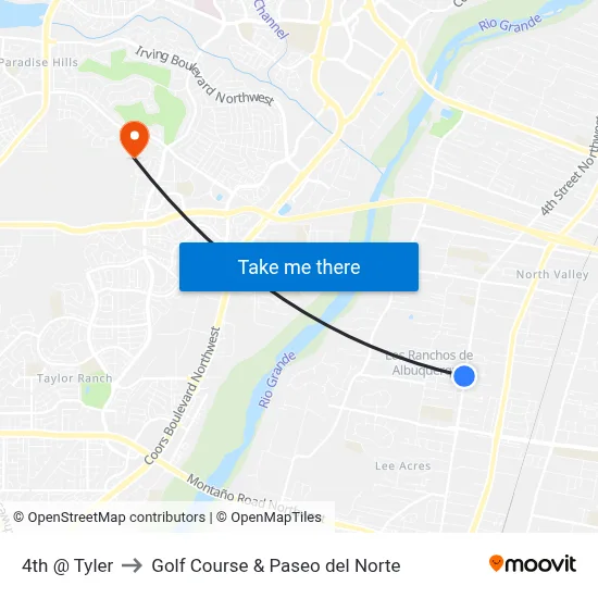 4th @ Tyler to Golf Course & Paseo del Norte map