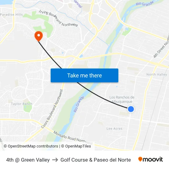 4th @ Green Valley to Golf Course & Paseo del Norte map