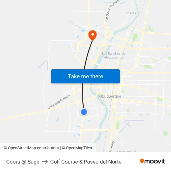 Coors @ Sage to Golf Course & Paseo del Norte map