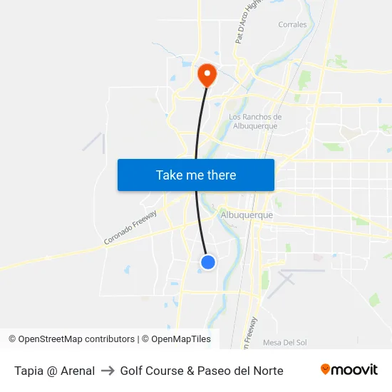 Tapia @ Arenal to Golf Course & Paseo del Norte map