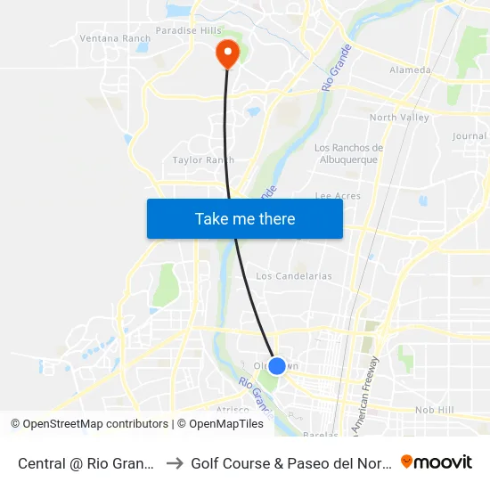 Central @ Rio Grande to Golf Course & Paseo del Norte map