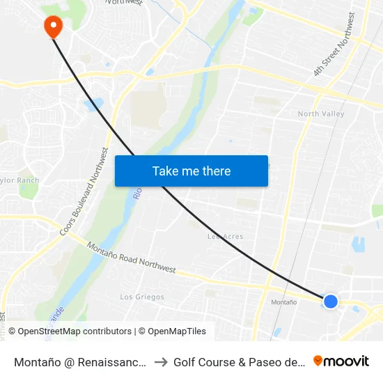 Montaño @ Renaissance Loop to Golf Course & Paseo del Norte map