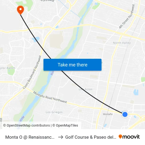 Monta O @ Renaissance Loop to Golf Course & Paseo del Norte map