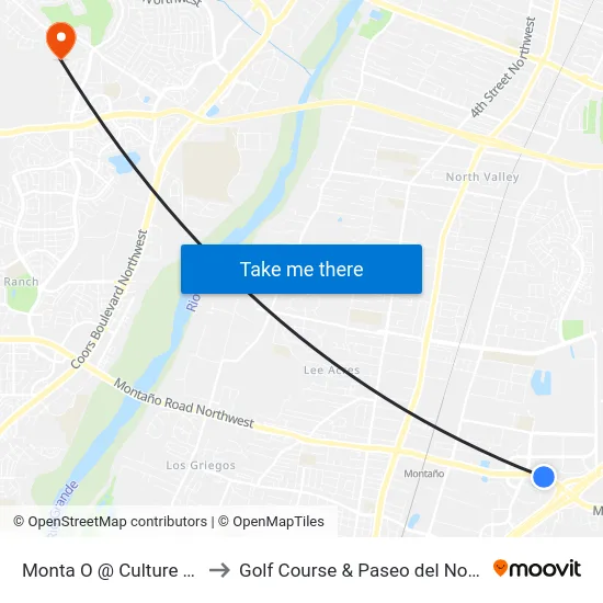 Monta O @ Culture Dr. to Golf Course & Paseo del Norte map