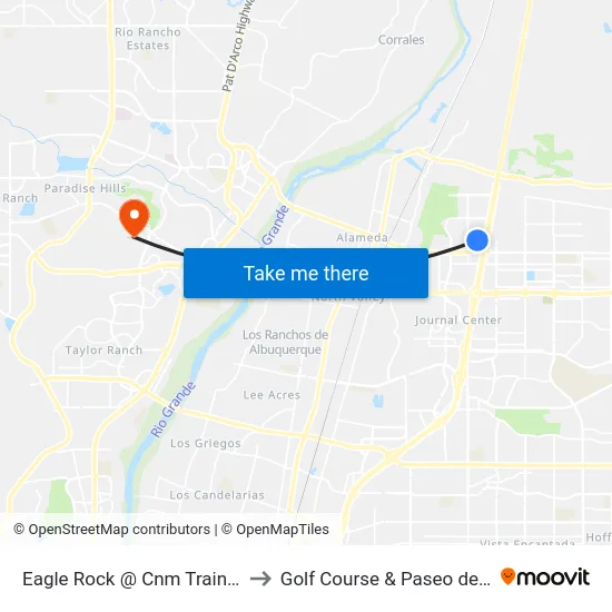 Eagle Rock @ Cnm Training Ctr. to Golf Course & Paseo del Norte map
