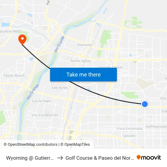Wyoming @ Gutierrez to Golf Course & Paseo del Norte map