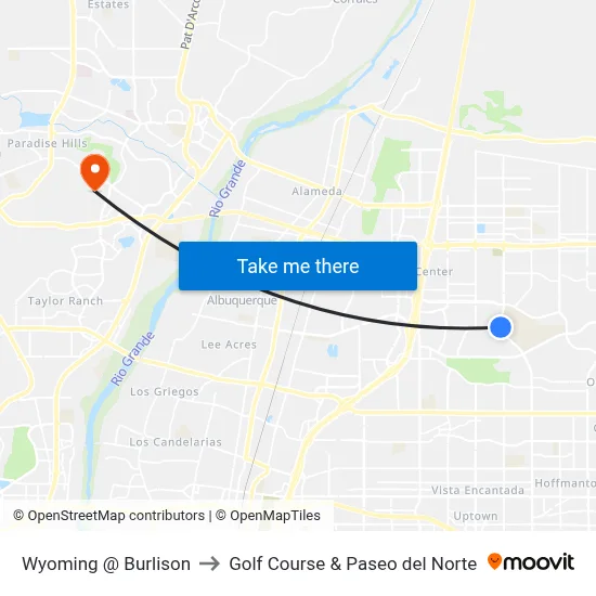 Wyoming @ Burlison to Golf Course & Paseo del Norte map