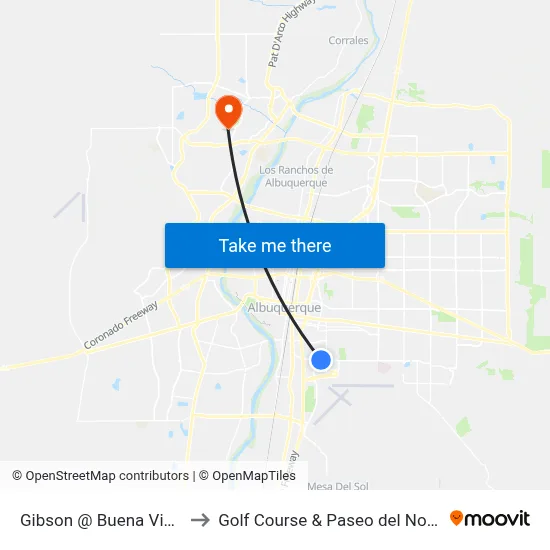 Gibson @ Buena Vista to Golf Course & Paseo del Norte map