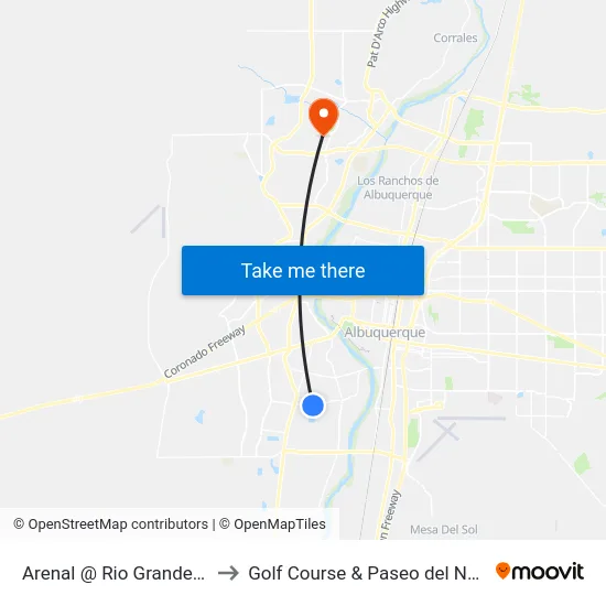 Arenal @ Rio Grande Hs to Golf Course & Paseo del Norte map