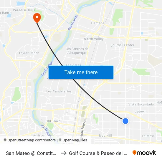 San Mateo @ Constitution to Golf Course & Paseo del Norte map