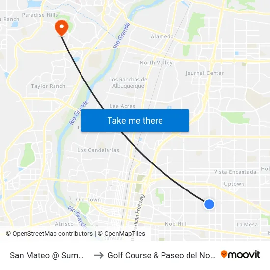 San Mateo @ Summer to Golf Course & Paseo del Norte map
