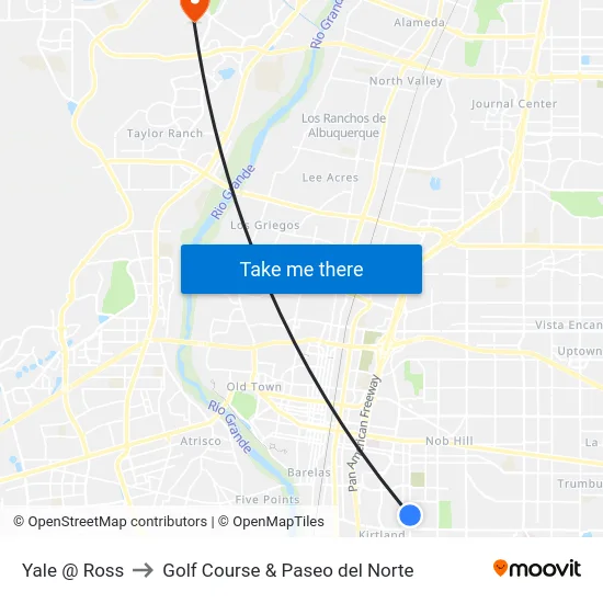 Yale @ Ross to Golf Course & Paseo del Norte map