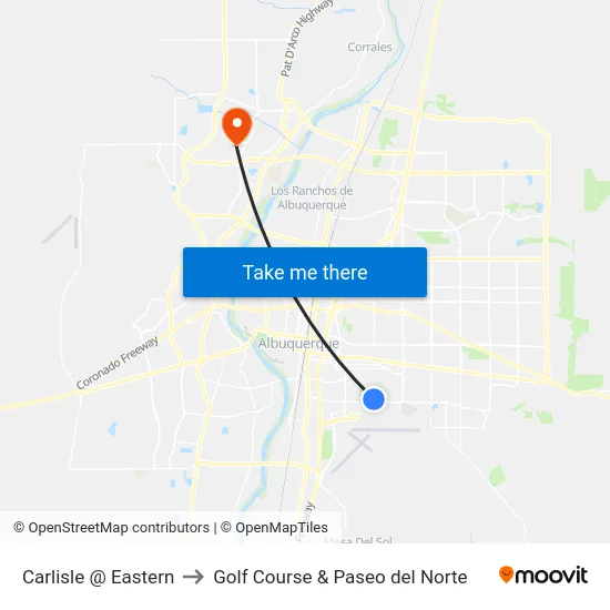Carlisle @ Eastern to Golf Course & Paseo del Norte map