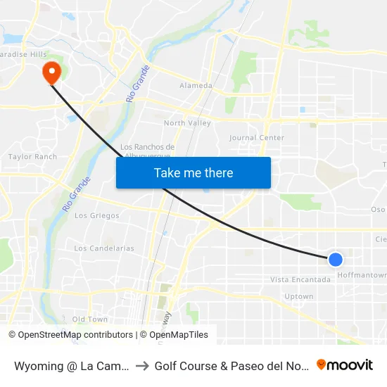 Wyoming @ La Camila to Golf Course & Paseo del Norte map