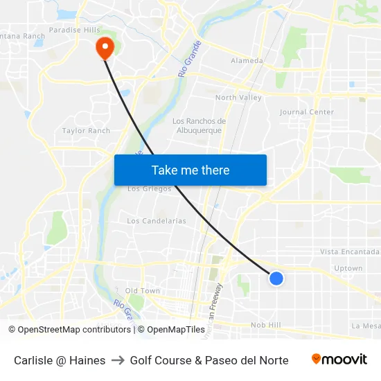 Carlisle @ Haines to Golf Course & Paseo del Norte map