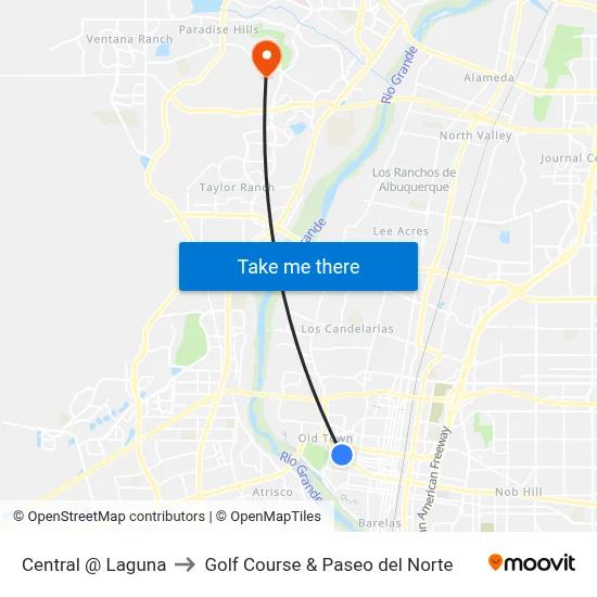 Central @ Laguna to Golf Course & Paseo del Norte map