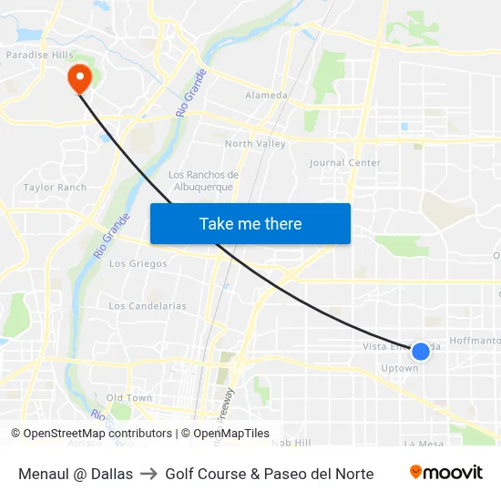 Menaul @ Dallas to Golf Course & Paseo del Norte map