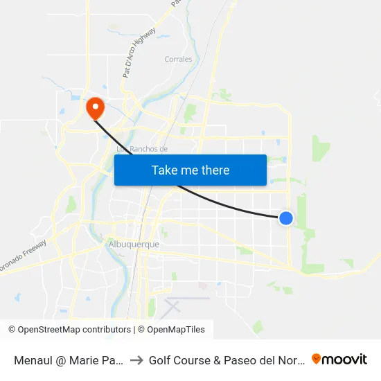Menaul @ Marie Park to Golf Course & Paseo del Norte map