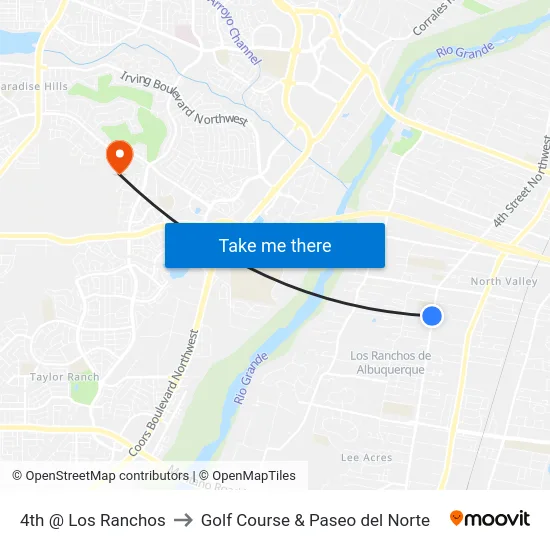 4th @ Los Ranchos to Golf Course & Paseo del Norte map