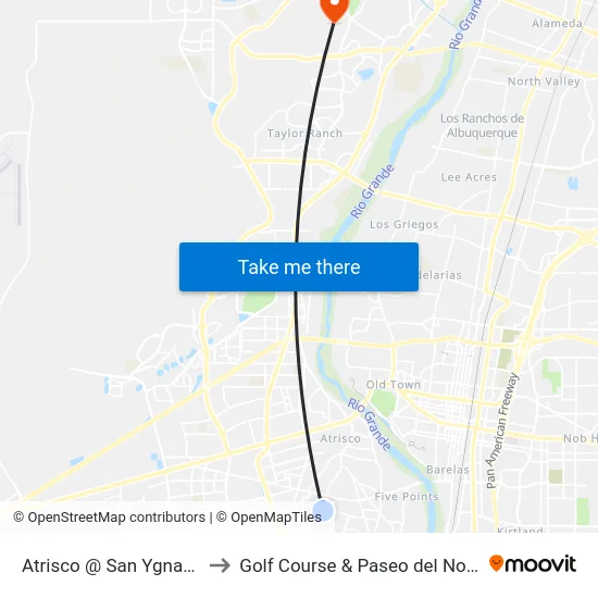 Atrisco @ San Ygnacio to Golf Course & Paseo del Norte map