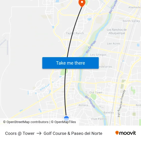 Coors @ Tower to Golf Course & Paseo del Norte map