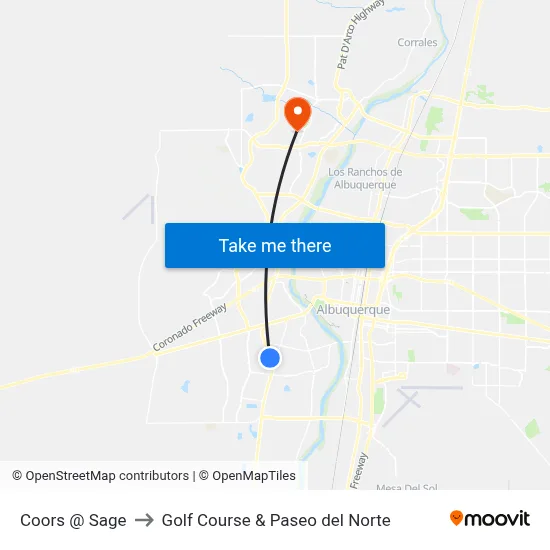 Coors @ Sage to Golf Course & Paseo del Norte map