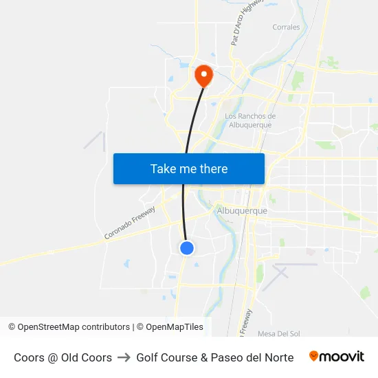Coors @ Old Coors to Golf Course & Paseo del Norte map