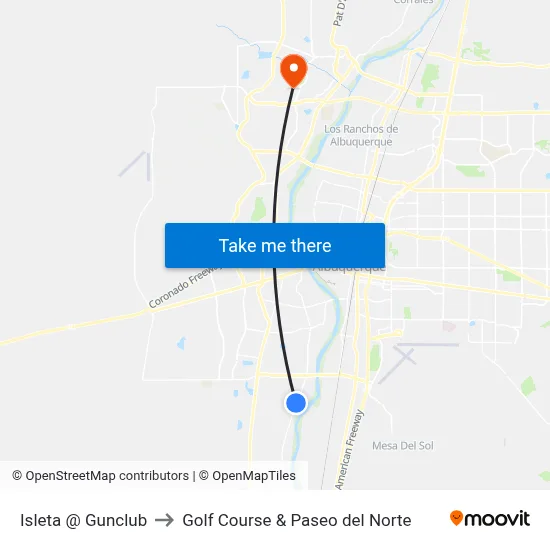 Isleta @ Gunclub to Golf Course & Paseo del Norte map