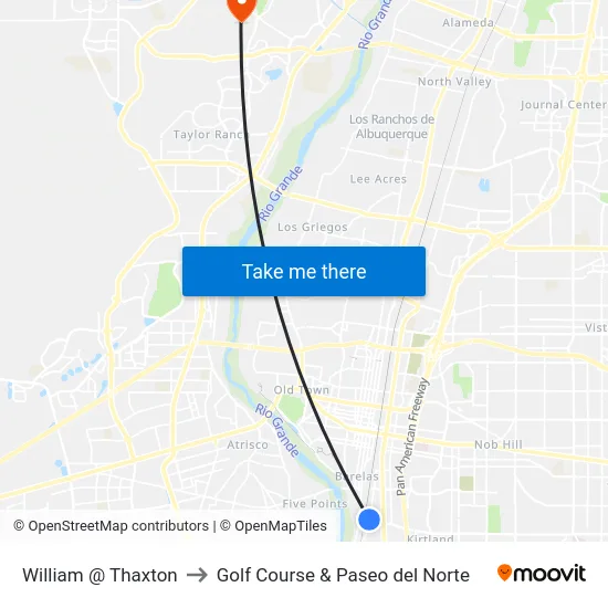 William @ Thaxton to Golf Course & Paseo del Norte map