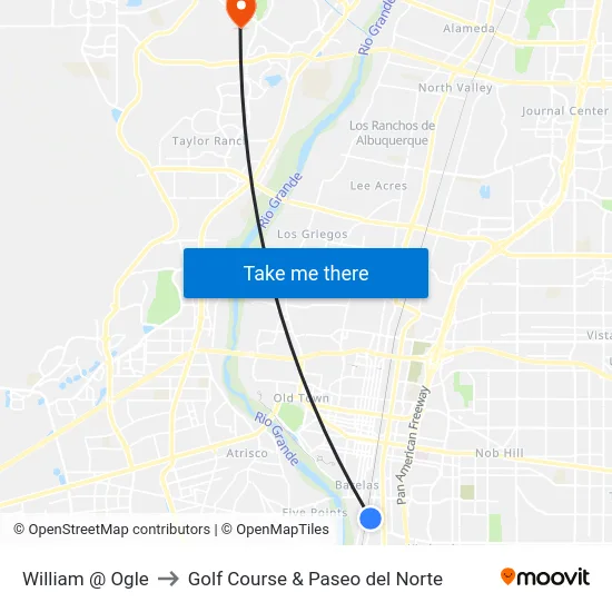 William @ Ogle to Golf Course & Paseo del Norte map