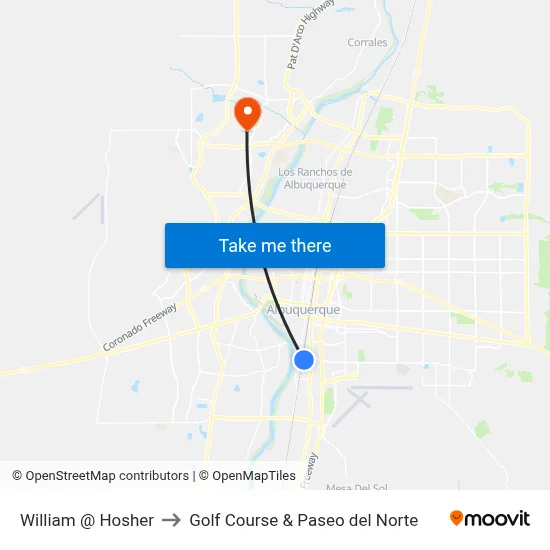 William @ Hosher to Golf Course & Paseo del Norte map