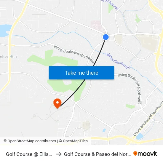 Golf Course @ Ellison to Golf Course & Paseo del Norte map