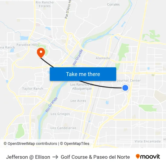 Jefferson @ Ellison to Golf Course & Paseo del Norte map