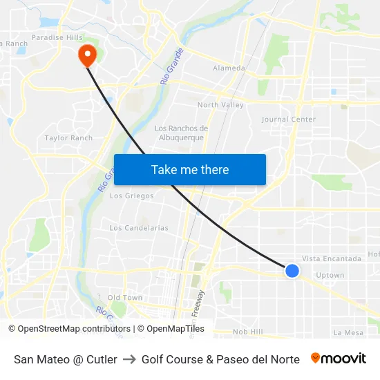 San Mateo @ Cutler to Golf Course & Paseo del Norte map