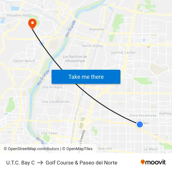 U.T.C. Bay C to Golf Course & Paseo del Norte map