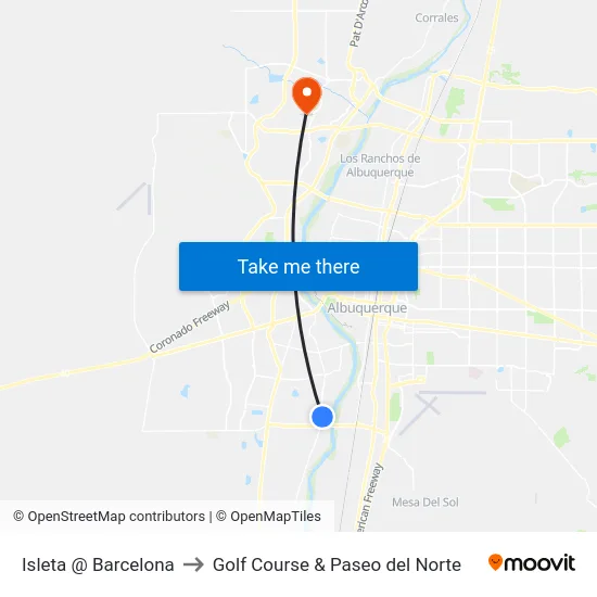 Isleta @ Barcelona to Golf Course & Paseo del Norte map