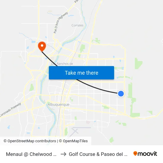 Menaul @ Chelwood Park to Golf Course & Paseo del Norte map