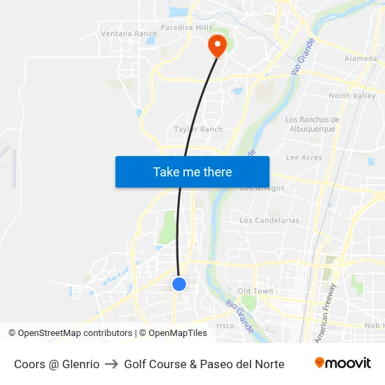 Coors @ Glenrio to Golf Course & Paseo del Norte map