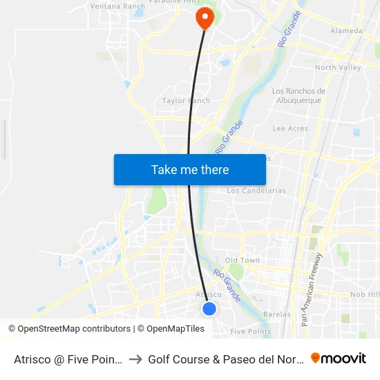 Atrisco @ Five Points to Golf Course & Paseo del Norte map