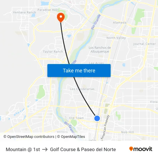 Mountain @ 1st to Golf Course & Paseo del Norte map