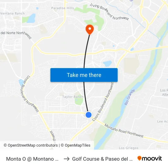 Monta O @ Montano Plaza to Golf Course & Paseo del Norte map