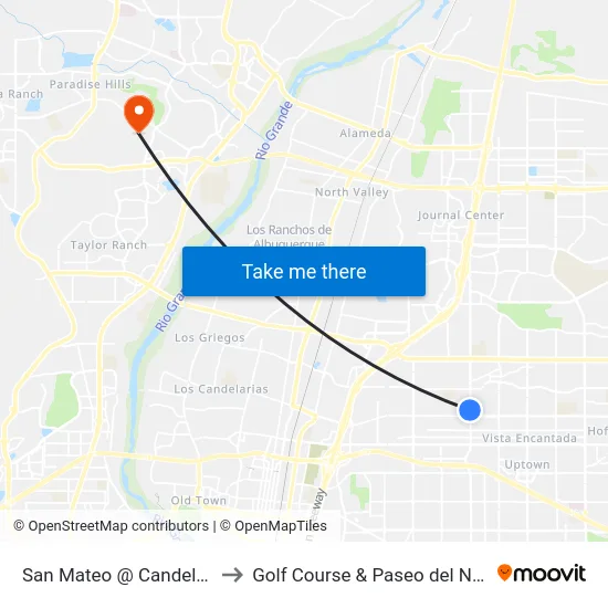 San Mateo @ Candelaria to Golf Course & Paseo del Norte map