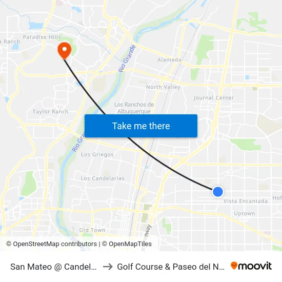 San Mateo @ Candelaria to Golf Course & Paseo del Norte map