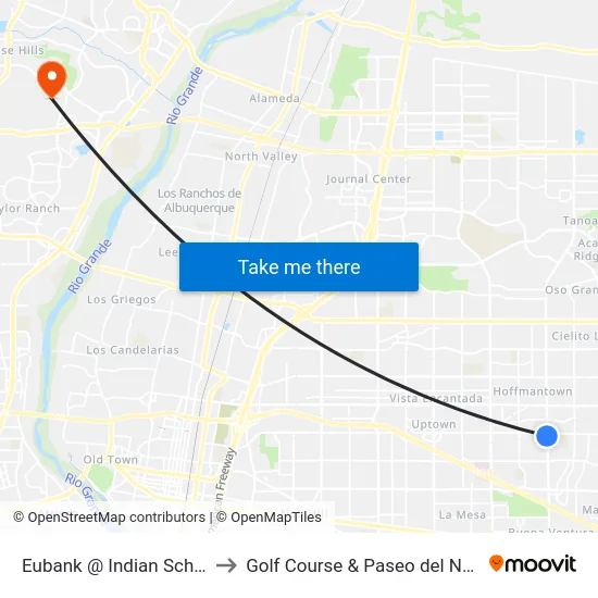 Eubank @ Indian School to Golf Course & Paseo del Norte map