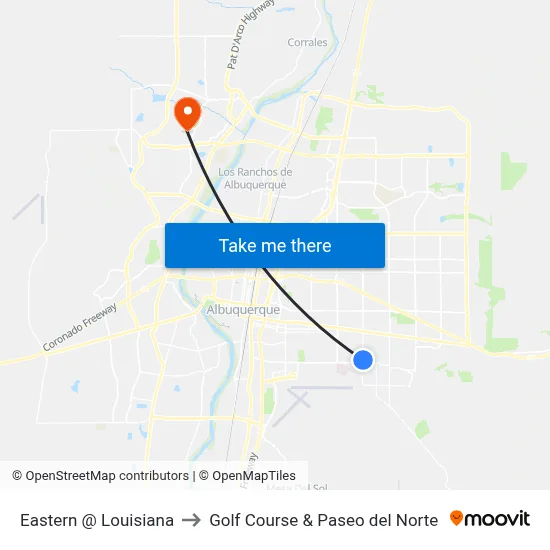 Eastern @ Louisiana to Golf Course & Paseo del Norte map
