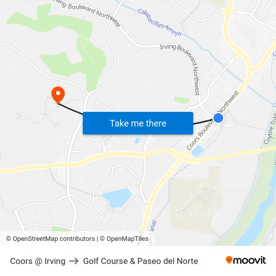 Coors @ Irving to Golf Course & Paseo del Norte map
